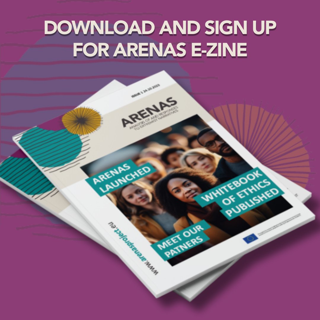 ArenasEu's tweet photo. Keep up to date with #ARENAS with our e-zine, the first in a series of bi-annual digital newsletters. 

Learn about the project and our recent research on extremist narratives and their impact on social and political life in Europe. https://t.co/8NOYVqPzKe