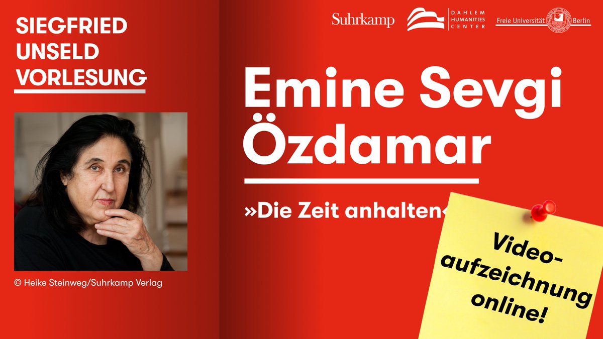 Die Aufzeichnung der Siegfried Unseld Vorlesung vom 28.11.2023 mit Emine Özdamar befindet sich nun in unserer Videothek! 📚🎬

tinyurl.com/4hzuzw6s