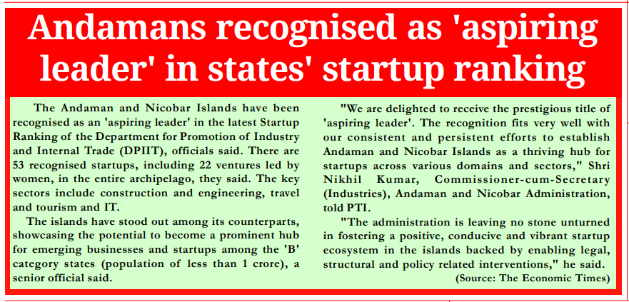 Lt. Governor's Secretariat-Media Cell, A&N Islands (@mediarn_ani) on Twitter photo #IslandsDevelopmentAgency
#NewAndamans recognized as 'Aspiring Leader' in States/UTS in the latest #Startup rankings of <a href="/DPIITGoI/">DPIIT India</a>. #IslandsDevelopmentAgency
#NewAndamans recognized as 'Aspiring Leader' in States/UTS in the latest #Startup rankings of <a href="/DPIITGoI/">DPIIT India</a>.