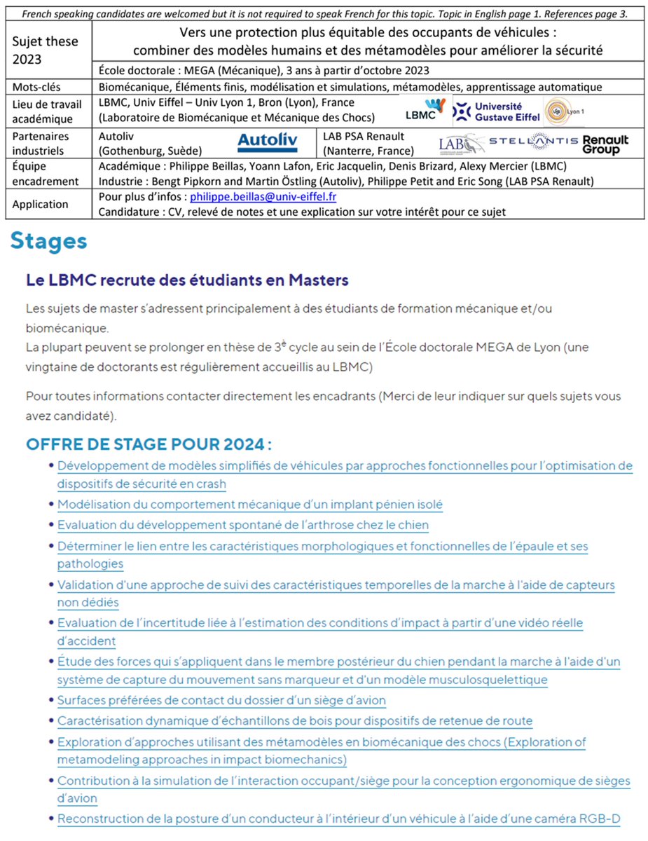 [Thèse et Stage] Des offres de stage de master et de thèse sont à pouvoir au LBMC. Retrouvez la liste des sujets sur notre site lbmc.univ-gustave-eiffel.fr/nous-rejoindre
