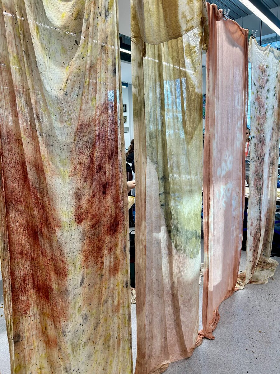 WorkReadyTMC's tweet image. 2 day workshop by Natural Dye artist Katrina Wilde for our Fashion Students from Visual Arts. She is working with the students on the commission they have for MOSI. They dyed a 50m organic cotton that is to be displayed at MOSI in Feb 2024! 👏
