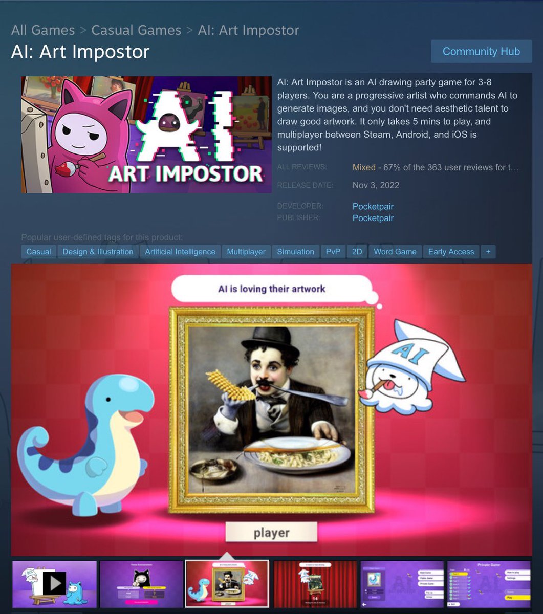 LunarGabriel1's tweet image. Maybe an unpopular opinion but since I see some people not wanting to play Palworld cause they did this game a while back

I think there’s a pretty big difference in context with a game where it’s using ai assets instead of paying artists(which I would agree is bad), and this…