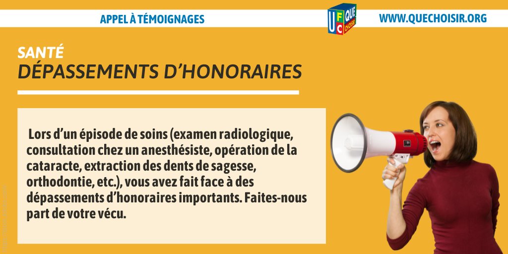 UFCquechoisir's tweet photo. 🚨[#Santé] Vous avez dû faire face à des dépassements d'honoraires lors de soins ? Votre expérience nous intéresse👉 https://t.co/oRtYLxaGUA https://t.co/rdNwzGZcL4
