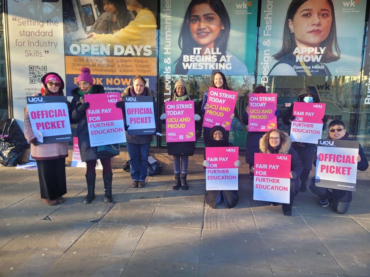UCU Westminster Kingsway College (@ucuwkc) on Twitter photo Day 3 of 8: picketing in -4 and still going strong! Our members are standing firm - come visit our pickets. (Dancing, singing and cake from 8am - every day next week!) <a href="/ucu/">UCU</a> <a href="/LondonUCU/">UCU London Region</a> <a href="/UcuLeft/">UCU Left</a> <a href="/UCU_CandI/">UCU - City and Islington College</a> Day 3 of 8: picketing in -4 and still going strong! Our members are standing firm - come visit our pickets. (Dancing, singing and cake from 8am - every day next week!) <a href="/ucu/">UCU</a> <a href="/LondonUCU/">UCU London Region</a> <a href="/UcuLeft/">UCU Left</a> <a href="/UCU_CandI/">UCU - City and Islington College</a>