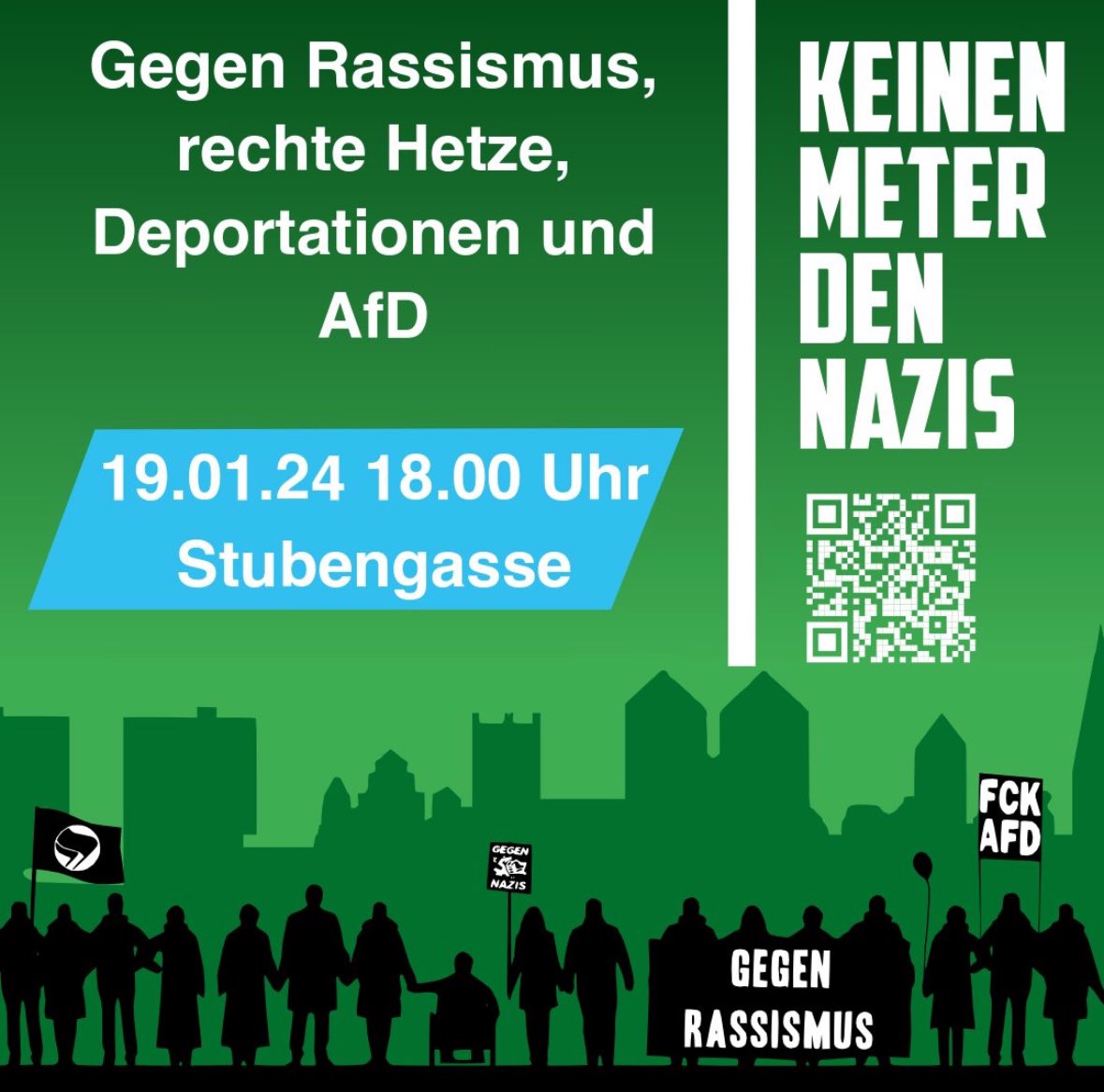 Münster und ganz Deutschland setzen ein Zeichen gegen rechte Hetze. Das können wir nur unterstützen! ⚫️⚪️💚 #scp06