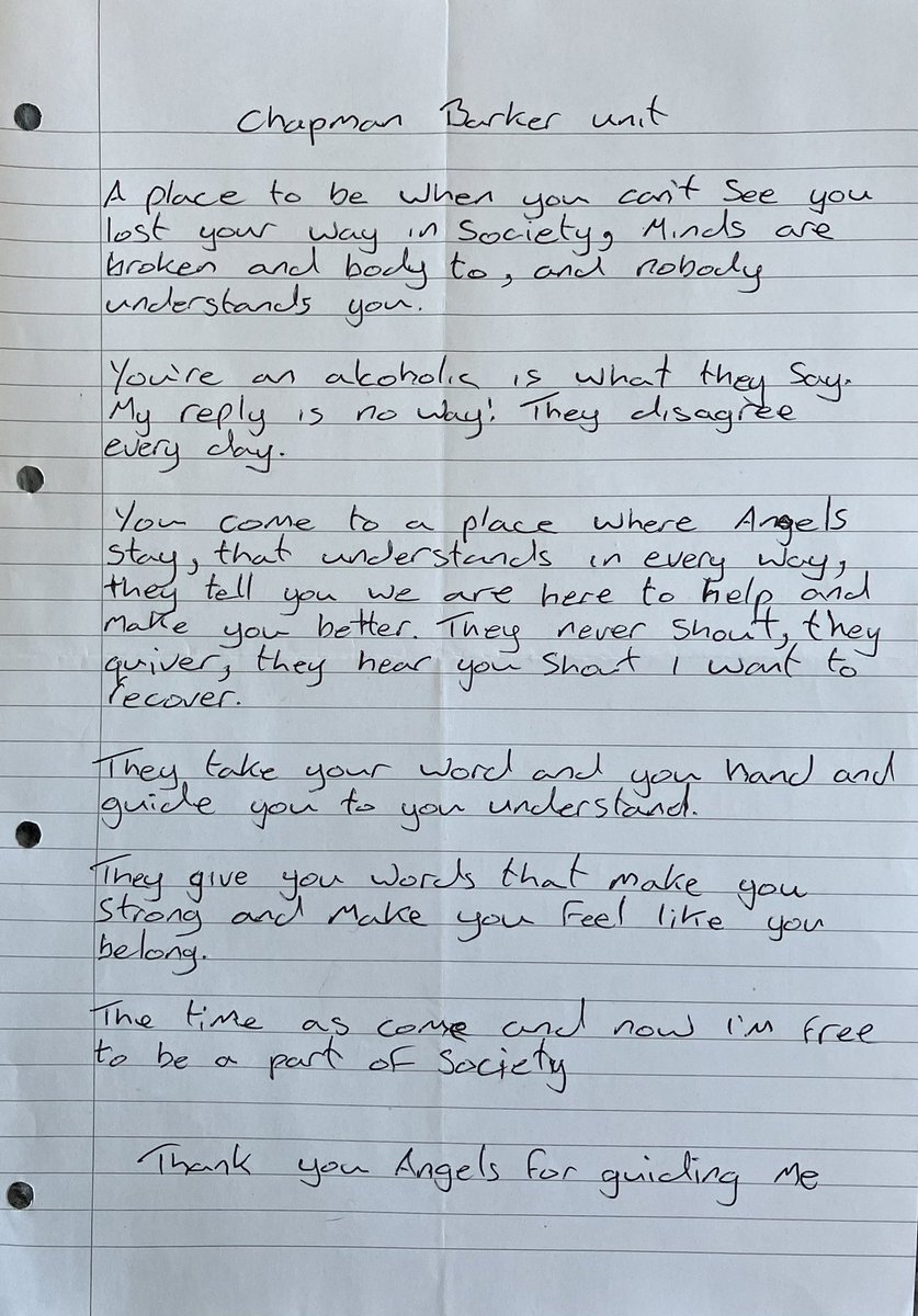 A poem a patient wrote for CBU staff, his ‘Angels’ 🥹💕🌟🌟🌟 Thank you. @jdurkintc @AndersonJanella @maryabberton @nyreennangle @stephenkaar @hilts @KatieHulmesRMN @helenmurt @gmmh @KateHorigan @AdamC_NHS @LozShan @HazelE6Byron