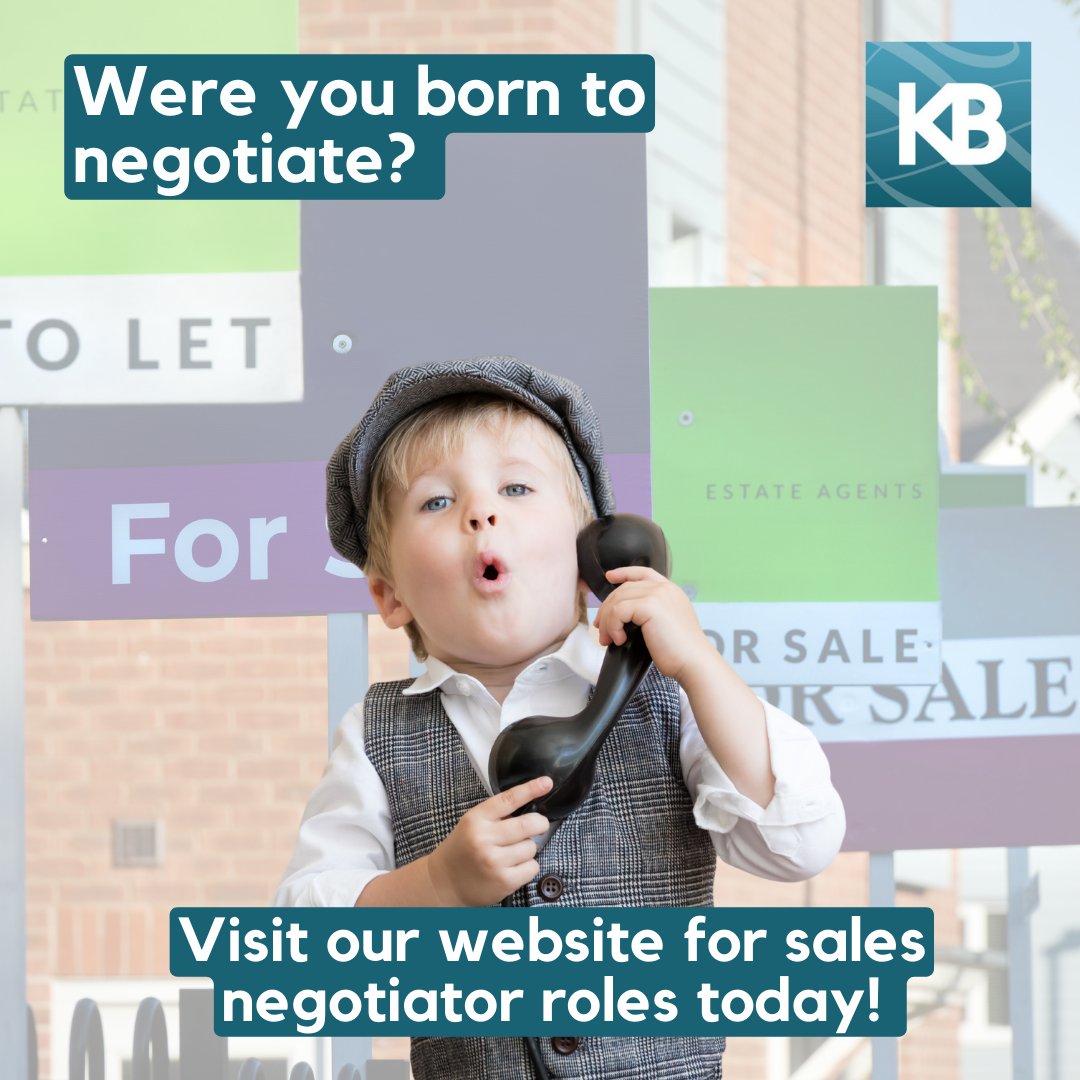 Born to negotiate? Apply for our #salesnegotiator roles via our website today!

We have roles in estate agencies in #Bristol, #Exeter, #Bridgewater, and #Truro, including senior sales negotiator roles. 🏡🤩🤩

kb-recruitment.co.uk/jobs/