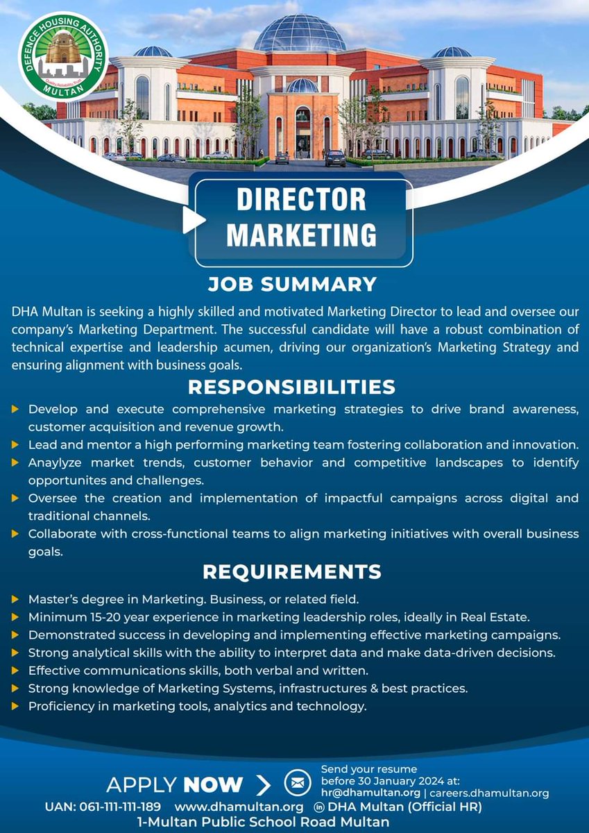 dhaircommunity's tweet image. #DHAMultan #DefenceHousingAuthorityMultan #CareerOpportunity #jobsearch #marketingjobs #jobseekers