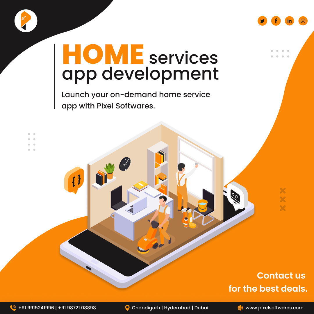 Ready to dominate the On-Demand Home Services market? Pixel Softwares is your gateway to success! We specialize in crafting #customapps tailored to your business needs. Elevate your brand, streamline operations, and delight customers with a user-friendly app.