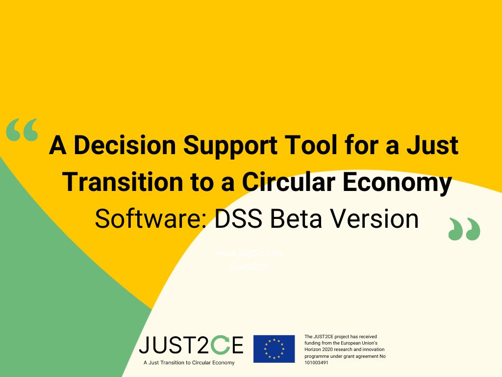 📣 News: We have uploaded on our websiter the Deliverable 4.2 - 'A Decision Support System Tool for a Just Transition to a #CircularEconomy.' 🔗 Learn more: bit.ly/48GiJbc #JUS2CE