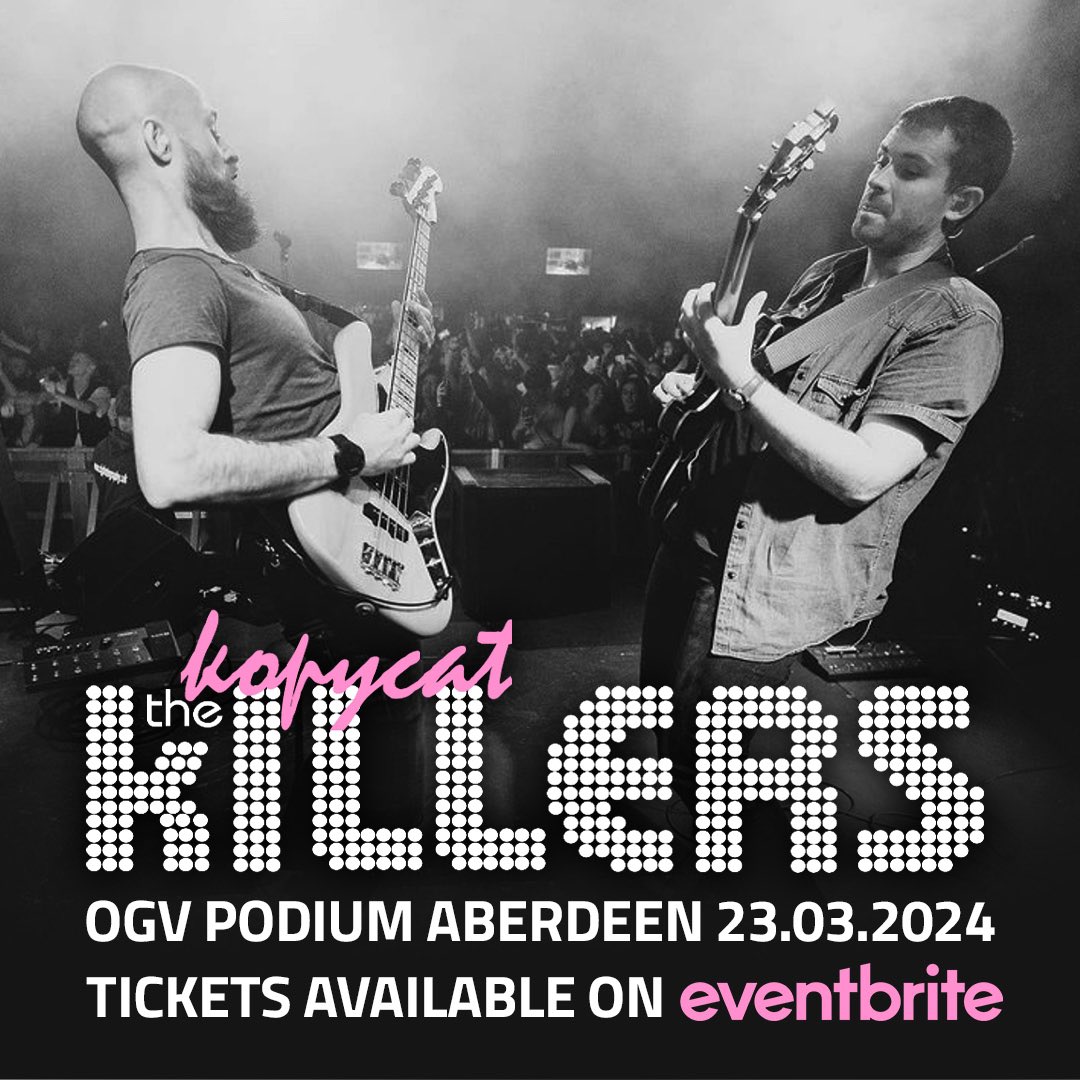 THE KOPYCAT KILLERS + SCAM FENDER + SUBARCTIC MONKEYS...🏴󠁧󠁢󠁳󠁣󠁴󠁿🙌🏻

A night of LIVE MUSIC featuring songs from The Killers, Sam Fender and Arctic Monkeys... brought to you by The Kopycat Killers, Scam Fender and Subarctic Monkeys ⚡️🤌🏼

TICKETS: eventbrite.co.uk/e/the-killers-… 🔗