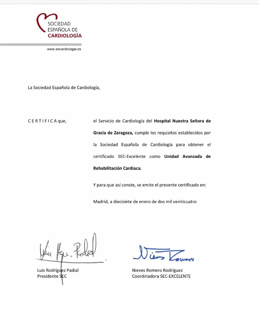 The teamwork for so many years is finally reflected in this recent accreditation of our cardiac rehabilitation unit. Congratulations to all who have made it possible. We are SEC-excellent! 💪💪 #CardioTwitter #Cardiology @preventiva_SEC @secardiologia @diabemir