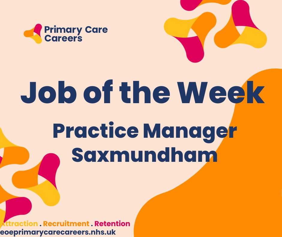 Saxmundham Health are looking to recruit an enthusiastic and talented practice manager to join their friendly and dedicated team delivering high quality healthcare to 9,500 patients. vacancies.eoeprimarycarecareers.nhs.uk/vacancies/6926…