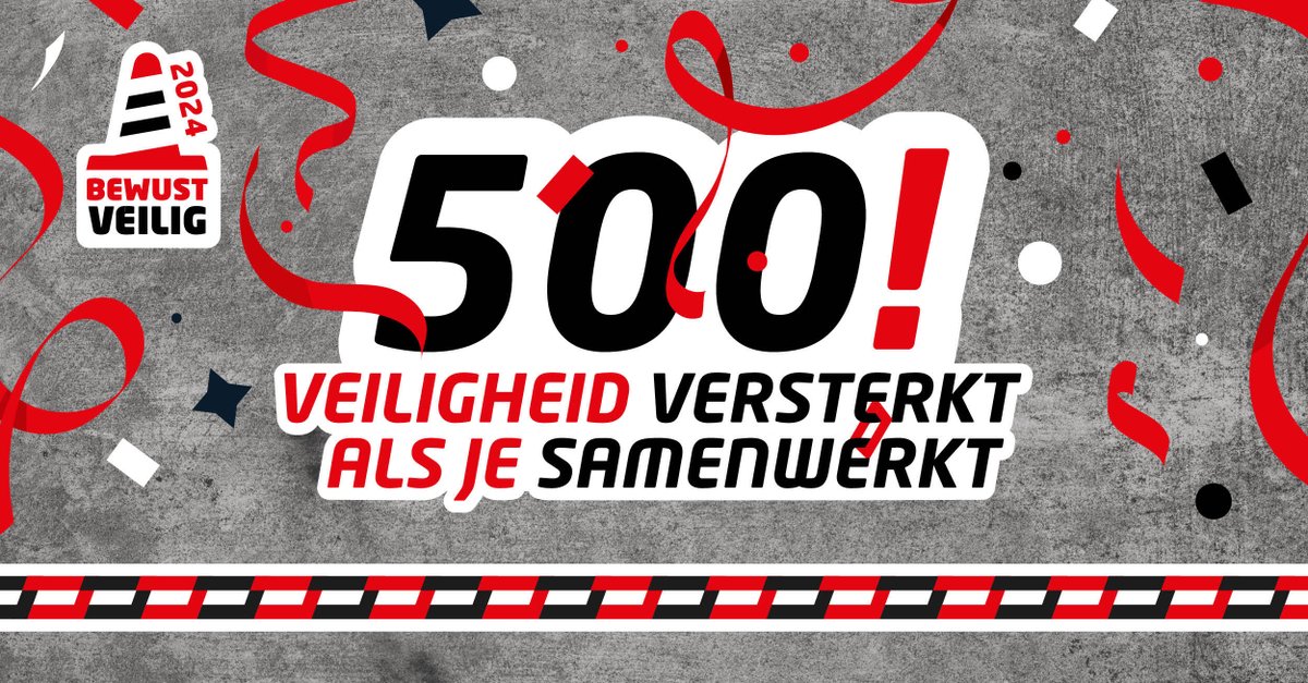 𝑨𝒍 𝒎𝒆𝒆𝒓 𝒅𝒂𝒏 𝟓𝟎𝟎 𝒅𝒆𝒆𝒍𝒏𝒆𝒎𝒆𝒓𝒔! 🚀🎉

Ruim 500 bedrijven staan op 27 maart 2024 stil bij het belang van veilig en gezond werken. Is jouw bedrijf nog niet aangemeld? Ga dan snel naar bewustveilig.com/aanmelden en doe ook mee! 💪

Lees meer: bewustveilig.com/al-meer-dan-50…