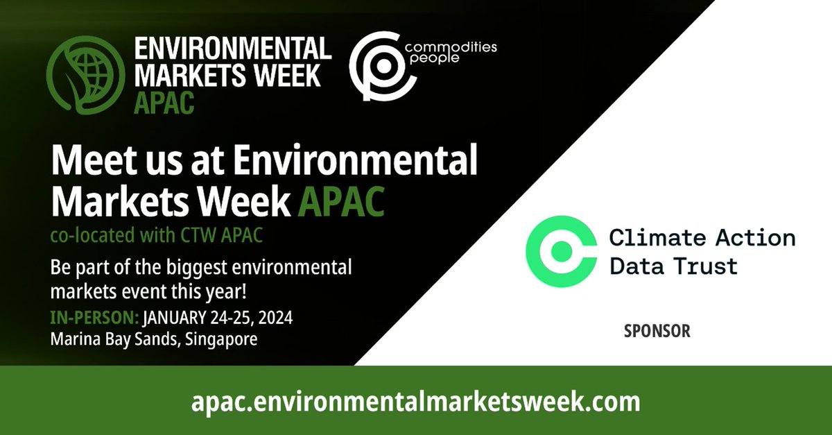 Join us at Environmental Markets Week APAC co-located with Commodity Trading Week APAC held on 24-25 January 2024 at the Marina Bay Sands in Singapore. Connect with over 1000 environmental/commodities trading professionals and hear from more than 100 speakers on the challenges