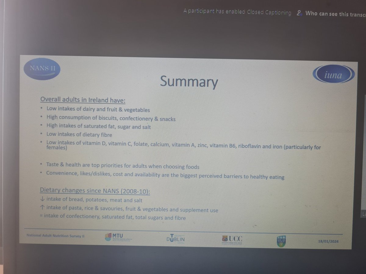 Well done to the <a href="/IUNAIreland/">IUNA</a> team for the latest #NANS national nutrition survey of the Irish population. Some concerning observations.