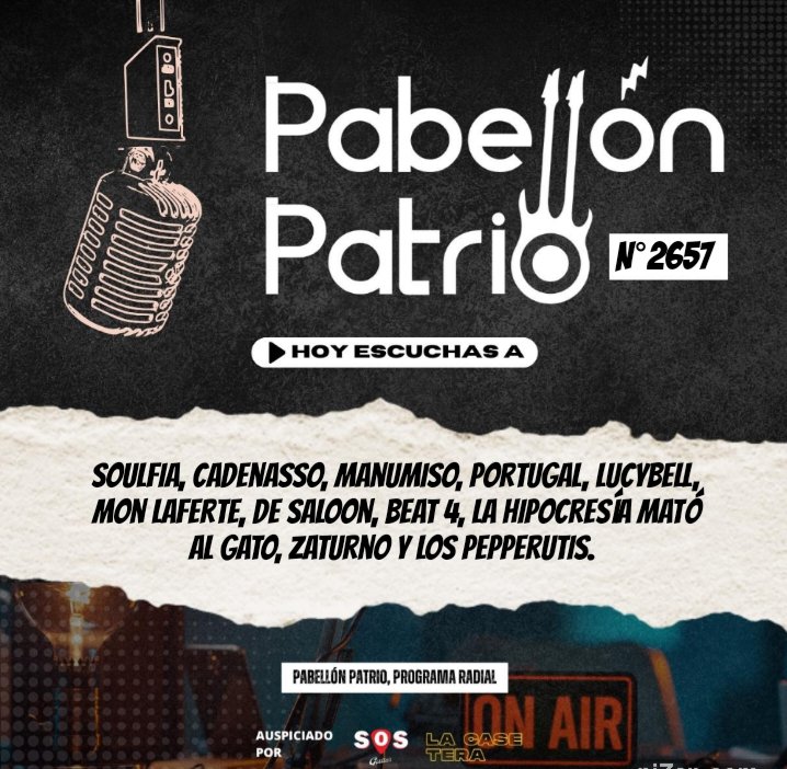 Pabellón Patrio (@pabellonpatrio) on Twitter photo Hoy en #PabellónPatrio Una presentación de <a href="/sosguitar_cl/">sosguitar</a> y #lacasetera
@soulfia_ <a href="/felipecadenasso/">Felipe Cadenasso</a> #manumiso <a href="/portugalsuena/">Portugal</a> <a href="/lucybelloficial/">Lucybell</a> <a href="/monlaferte/">Mon Laferte</a> <a href="/desaloon/">De Saloon</a> #Beat4 #lahipocresiamatoalgato <a href="/zaturnoespacial/">Zaturno</a> <a href="/LosPepperutis/">Los Pepperutis</a> Toda la info en Facebook m.facebook.com/story.php?stor… Hoy en #PabellónPatrio Una presentación de <a href="/sosguitar_cl/">sosguitar</a> y #lacasetera
@soulfia_ <a href="/felipecadenasso/">Felipe Cadenasso</a> #manumiso <a href="/portugalsuena/">Portugal</a> <a href="/lucybelloficial/">Lucybell</a> <a href="/monlaferte/">Mon Laferte</a> <a href="/desaloon/">De Saloon</a> #Beat4 #lahipocresiamatoalgato <a href="/zaturnoespacial/">Zaturno</a> <a href="/LosPepperutis/">Los Pepperutis</a> Toda la info en Facebook m.facebook.com/story.php?stor…