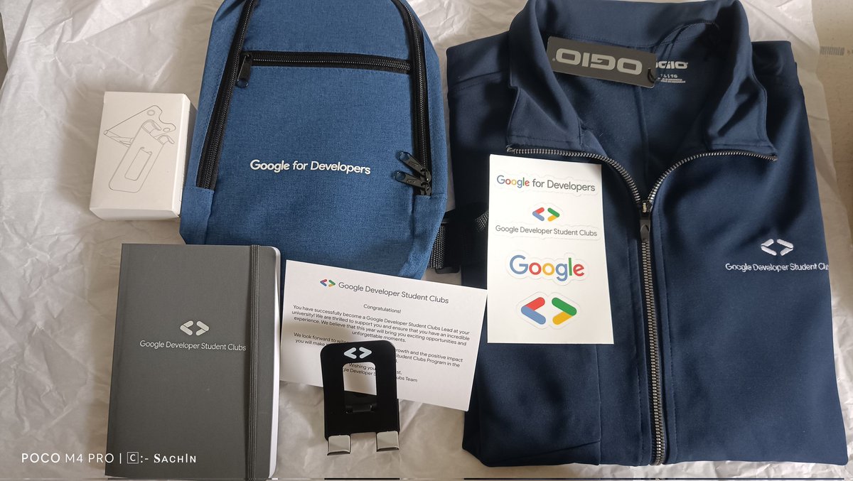 imSachin_010's tweet photo. Hello guys.... Look what just arrived 👀✨
Google Developer students onboarding kit 🥳🎉. Thanks to @googledevs for this wonderful swags✨🙌
Follow the page for all about the club @Gdsc_gecraipur
#gdsc #gdscgecraipur #swags #swagkit https://t.co/D6fJnZVJbe