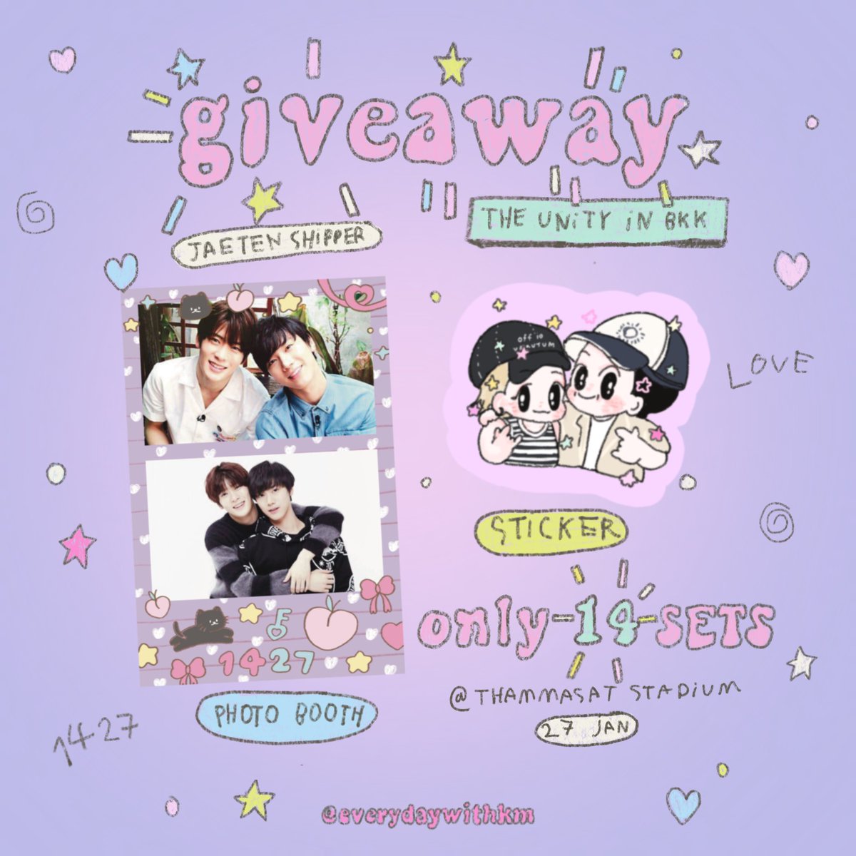 pls kindly rt (ෆ˃̶͈̑.˂̶͈̑ෆ) giveaway for #jaeten shipper ⭐️🐈🐈‍⬛⭐️ ☆ ☆ only 14 sets ☆ ☆ ( 1 set / person ) date: 27 jan / time: tba location: thammasat stadium ✳︎ rt & show this tweet ! ✳︎ #NCT127_NEOCITY_THE_UNITY #NCT127_NEOCITY_THE_UNITYinBKK