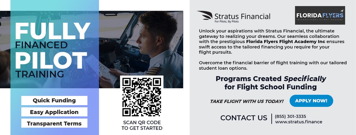 We have teamed up Stratus Finance to provide our flight students with more options to finance their #dream of becoming a pilot and soaring the skies. Learn more at ow.ly/cjAU50Qs2MN. Get started today to become a pilot! #stratusfinancial
