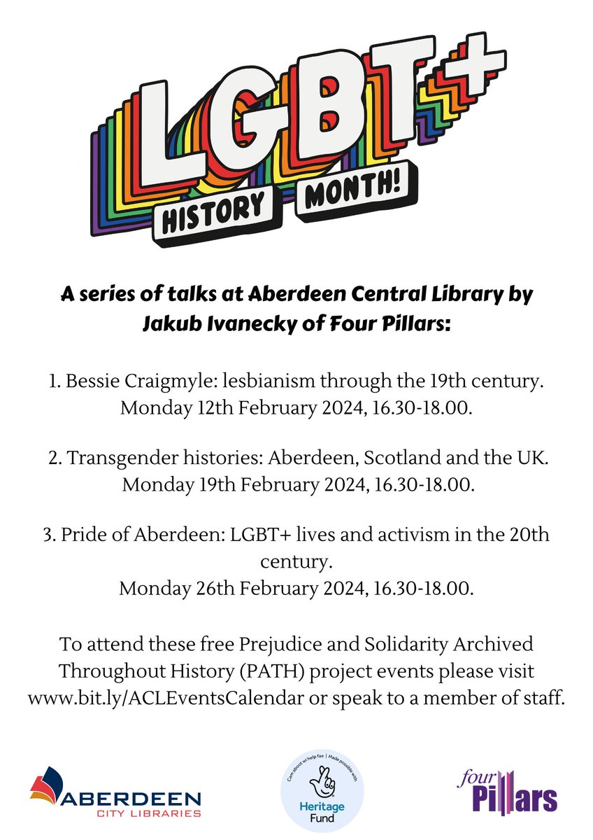 Our friends at @silvercitylibs have got a bunch of events coming up for LGBTQ+ History Month. 🏳️‍🌈 Head over their website to find out more and book your place: abdn.io/jE