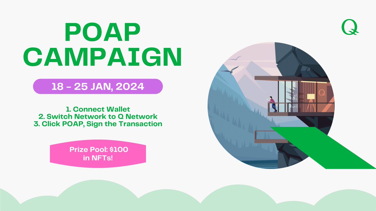 Engage with MotoDEX's exclusive POAP campaign on @QBlockchain Running from January 18 to 25, 2024, with a Prize Pool of $100 in NFTs! To participate: 1️⃣ Connect your wallet 2️⃣ Switch network to Q network 3️⃣ Click on POAP and sign the transaction 👉 motodex.openbisea.com/?chain=q