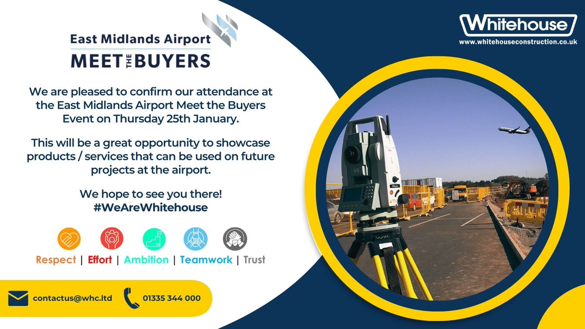 Be sure to come and say hello at the East Midlands Airport Meet The Buyer Event next Thursday! @EMA_Airport @EastMidlandsMTB #WeAreWhitehouse #ProudToBeSafe