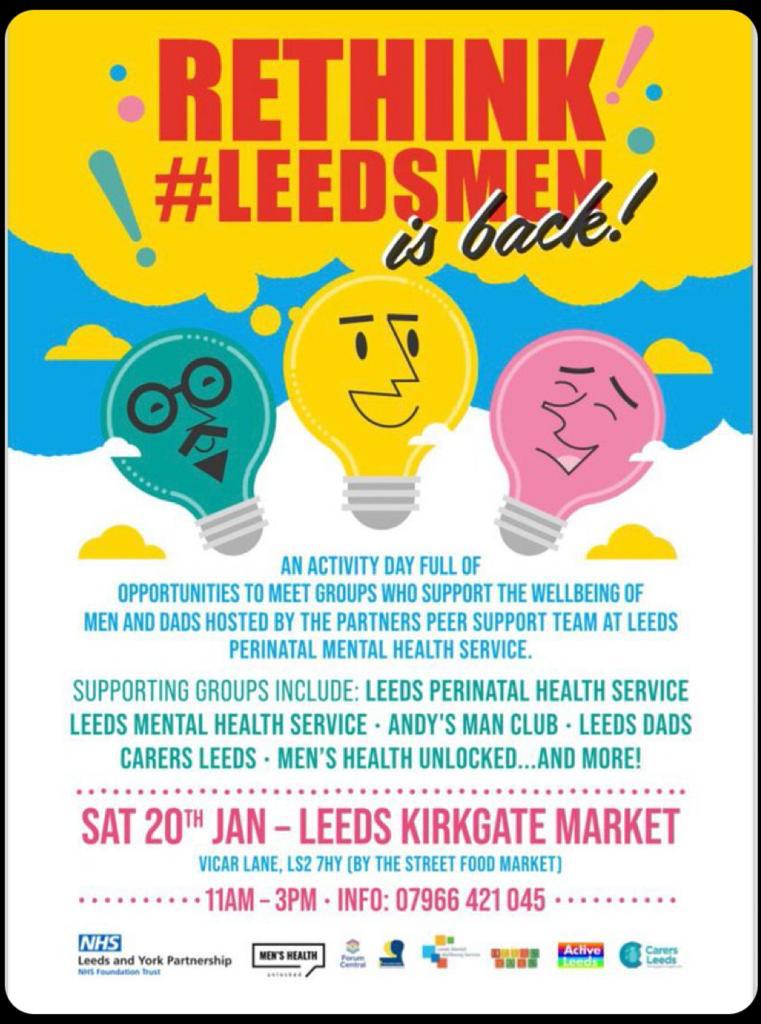 Thank you @BBCLeeds for having @lypft_perinatal on this morning to promote Rethink #LeedsMen event taking place this Sat 20th Jan @ Leeds Kirgate Market. @ErrolMurray and I had fun chatting to you and sharing info about this event! #LetsGetTalking #mentalhealth #MensHealth
