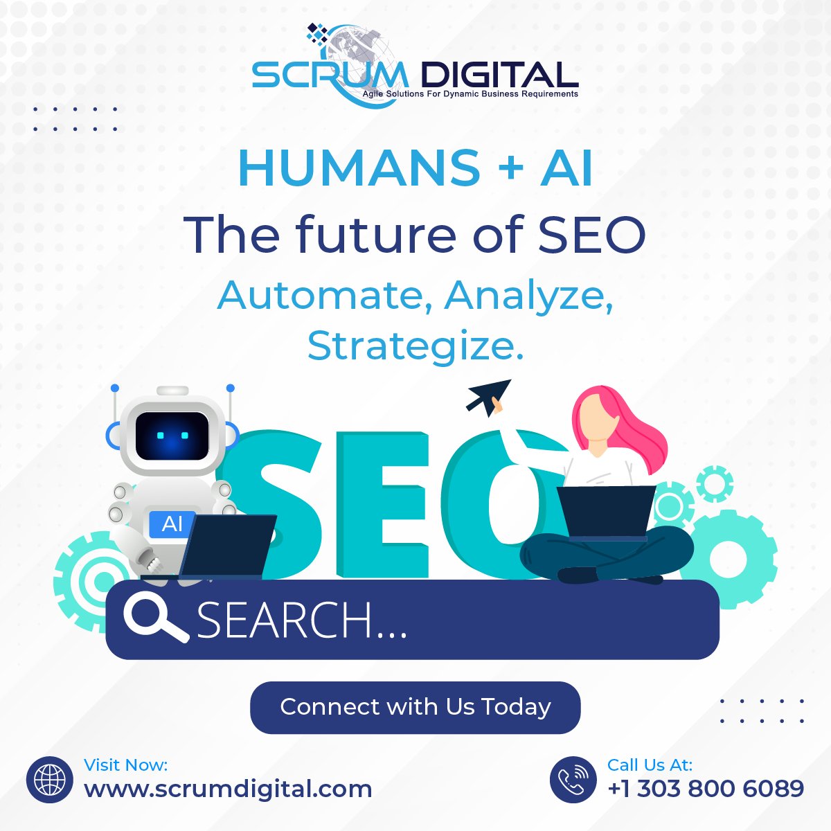 At Scrum Digital, we blend the latest in AI technology with the expertise of our SEO strategists to automate processes, analyze data, & craft winning strategies that propel your brand to the top. Get in touch today.

Visit: bit.ly/3tXfBZa

#HumanAIHarmony #SEOSuccess