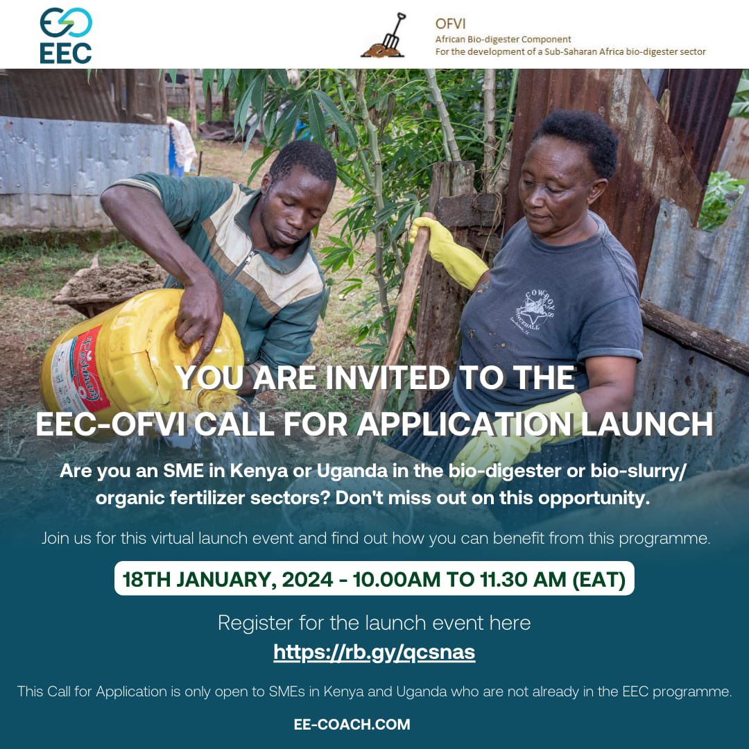 Applications are now open! Great turnout from #ABC 🇺🇬 and #ABC 🇰🇪 as the project launched the second application window for the <a href="/EE_Coach_/">Energy Enterprise Coach</a> &amp; <a href="/OFVI_ABC/">OFVI-ABC</a> training program. All biodigester companies, agro-input dealers, bioslurry producers &amp; traders are invited to apply. #bioslurry