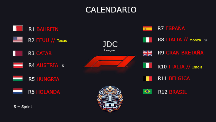 Este sería el calendario oficial de la primera temporada de la JDC League!!