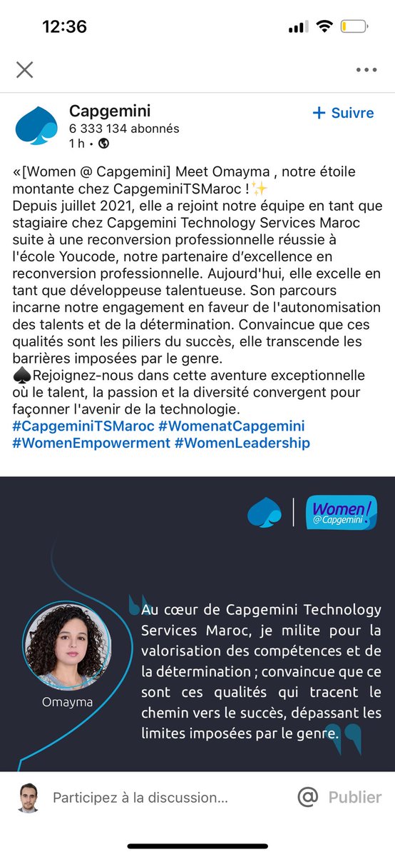 YouCode18's tweet photo. Ce type de post nous rend fier 💪. Merci @Capgemini_Maroc de nous avoir fait confiance 🙏 https://t.co/0QziPEPZS2