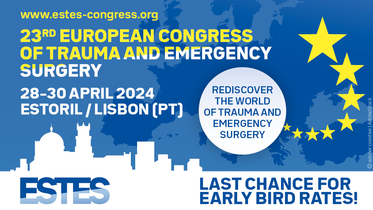 Take your chance!
Register now and take advantage of the early bird rates. 🖱 Click here for more information: estes-congress.org/registration-1
#ECTES2024 #ESTES #TraumaSurg #Surgery #emergency #rescuesurgery