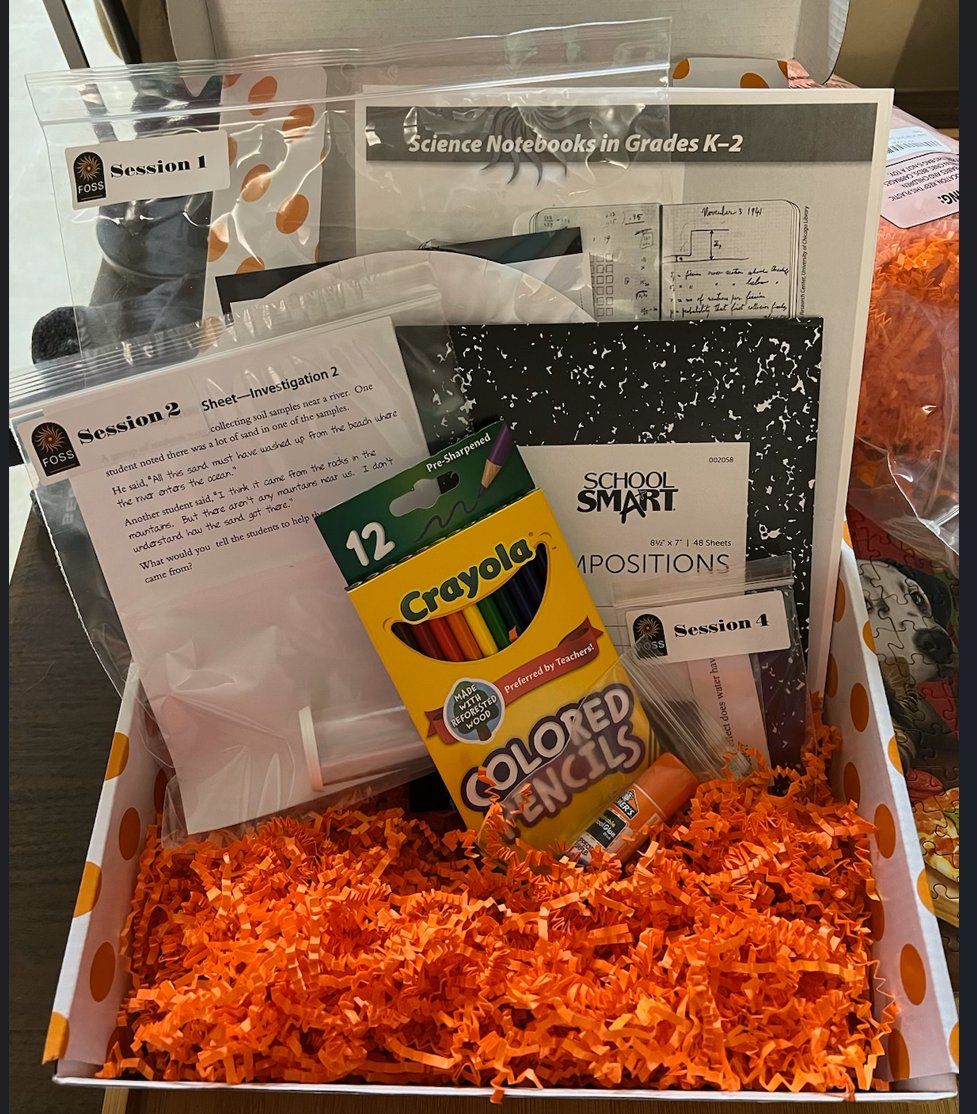lalausten60017's tweet image. So looking forward to beginning our next FOSS Community of Practice using Science Notebooks! Check out the awesome care package that comes with it! #FOSSscience, @lawrencehallsci @SchoolSpecialty