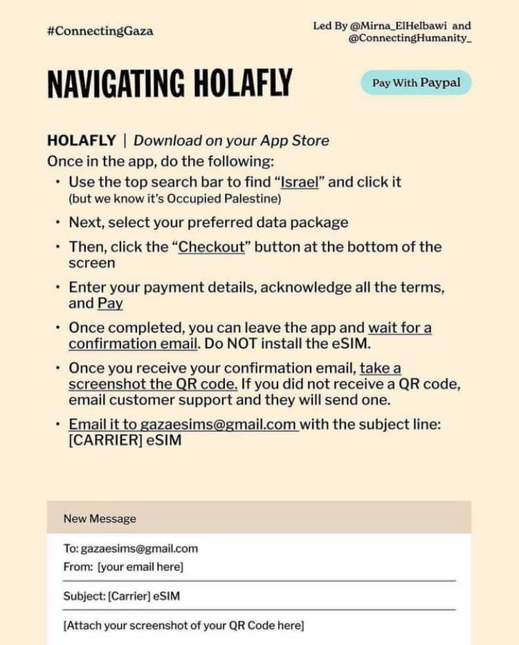 🇵🇸HOW TO DONATE AN E-SIM TO GAZA: step-by-step guidance! 🇵🇸 #connectinggaza by @Mirna_elhelbawi