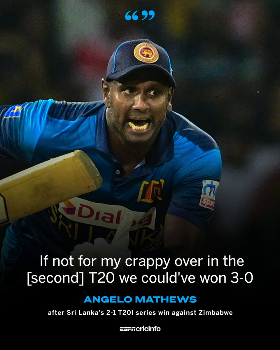 Player of the Series on his T20I comeback, but Angelo Mathews wasn't 100% satisfied 😅 #SLvZIM