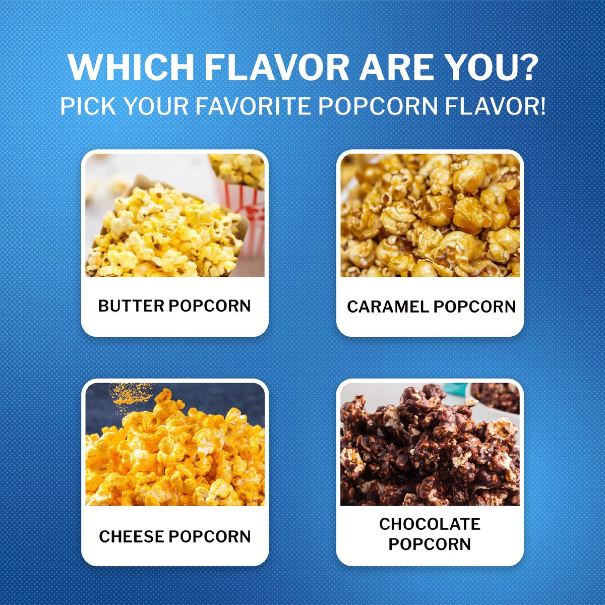 focusposca's tweet photo. Pick your favorite popcorn flavor! Let us know what you choose in the comments!

Visit us at https://t.co/G7XaPOZdqa to learn more about what we do.

#PopcornLove #LocalTheaterAppreciation #DiscoverFocusCA https://t.co/HNxwZPWkDG