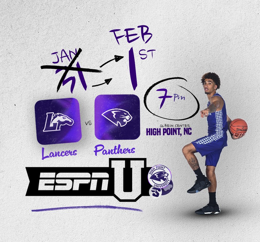 𝙉𝙖𝙩𝙞𝙤𝙣𝙖𝙡 𝙀𝙭𝙥𝙤𝙨𝙪𝙧𝙚 🚨

ESPNU has selected the High Point versus Longwood game originally scheduled for January 31 to be featured as the WILDCARD game on February 1. 

The Panthers will receive prime time on National television 📺 tipping off at 7:00 pm 🕖

🗞: