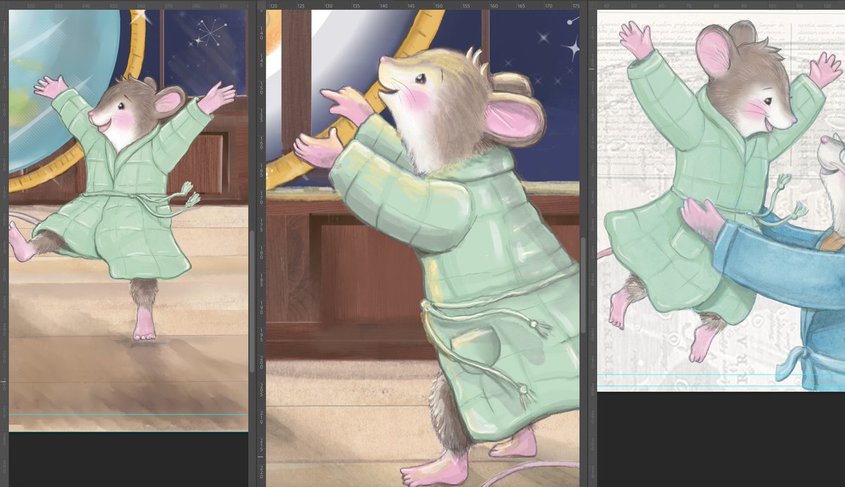 Tom Mousin' around. Digitally painting our third book, it's nice to go over some of his poses and see them differently. Anyway here's a screenshot @TomMouseHQ