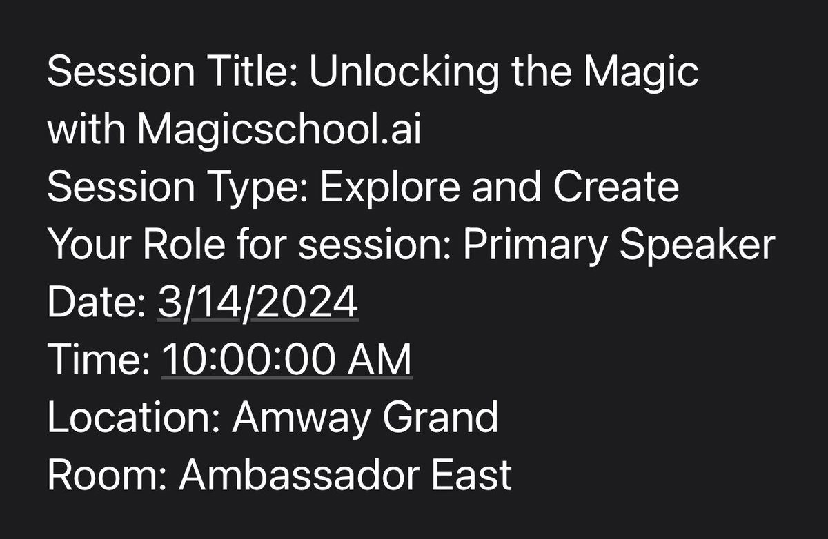 So excited to have my date and time slot for #macul24. Excited to bring light around <a href="/magicschoolai/">MagicSchool AI 💜 🪄✨</a> in March!! Hope to see you there! #ai #magicschool #changemaker