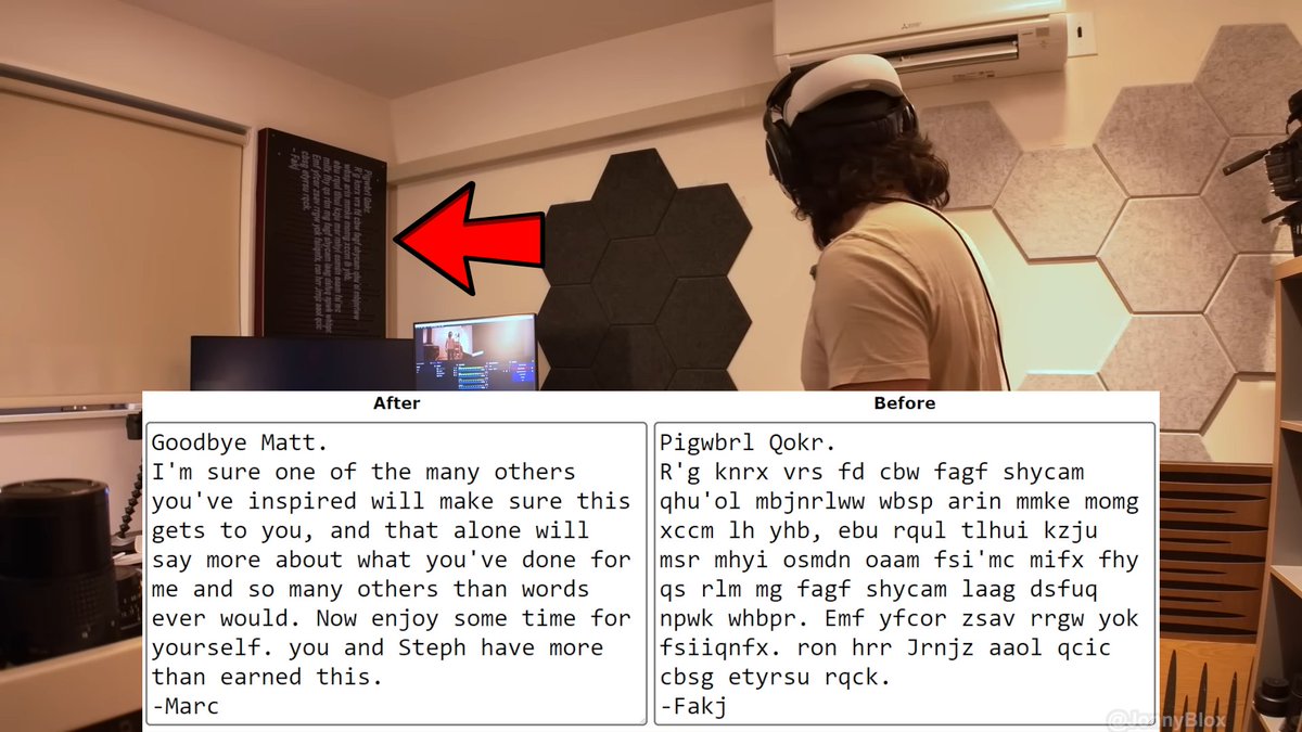JonnyBlox's tweet image. Markiplier leaves an encoded thank you message for MatPat in his recent video!

The message appears at 11:30 in the tenth episode of ‘Help Wanted 2’, and can be deciphered using the Vigenère cipher with the key &quot;JUSTATHEORY&quot; 👀❤️

(Credit to u/JBurbYGO for the find!)
#gametheory…