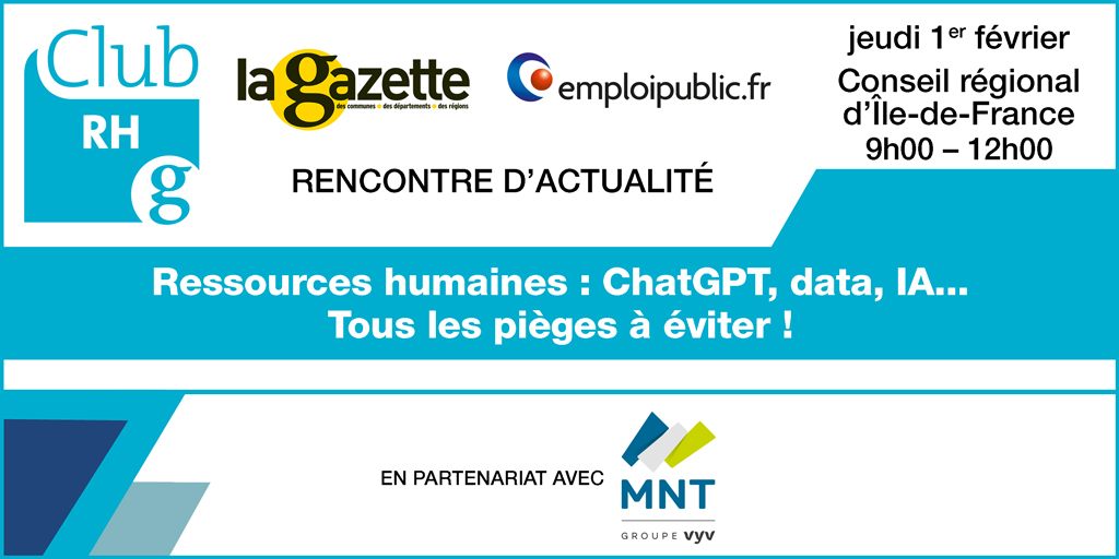 mutuelleMNT's tweet image. 🚀 RH : ChatGPT, data, IA...Tous les pièges à éviter !

À l'heure de l'émergence des outils #IA notamment, la question de la formation des #RH à leur utilisation devient plus que jamais centrale. Pour tout savoir ce sujet, inscrivez- au #ClubRH du 01/02 de @Lagazettefr 👇