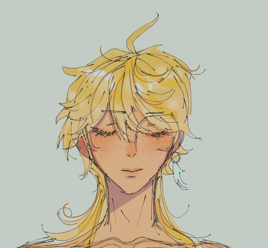 Drawing aether except I only realized the hair looks messy way too late