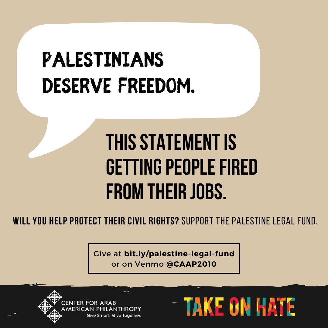 We stand with pro-Palestine advocates 🍉Give to the Palestine Legal Fund, held at CAAP, providing funds for legal aid for activists standing against the atrocities in Gaza. 🍉Give here: centeraap.org/palestine-lega… 🍉Venmo: venmo.com/u/CAAP2010 #Gaza #Palestine