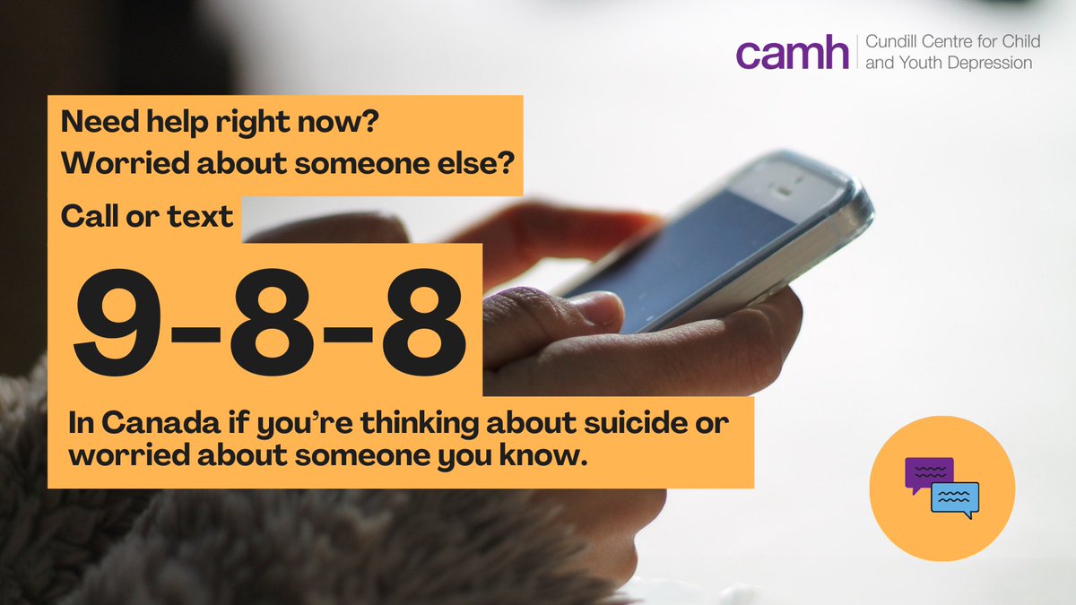 9-8-8, Canada’s Suicide Crisis Helpline launched with the help of CAMH. If you or someone you know is struggling with thoughts of suicide or emotional distress, call or text 9-8-8 to receive professional support. #CundillAtCAMH #SuicidePrevention