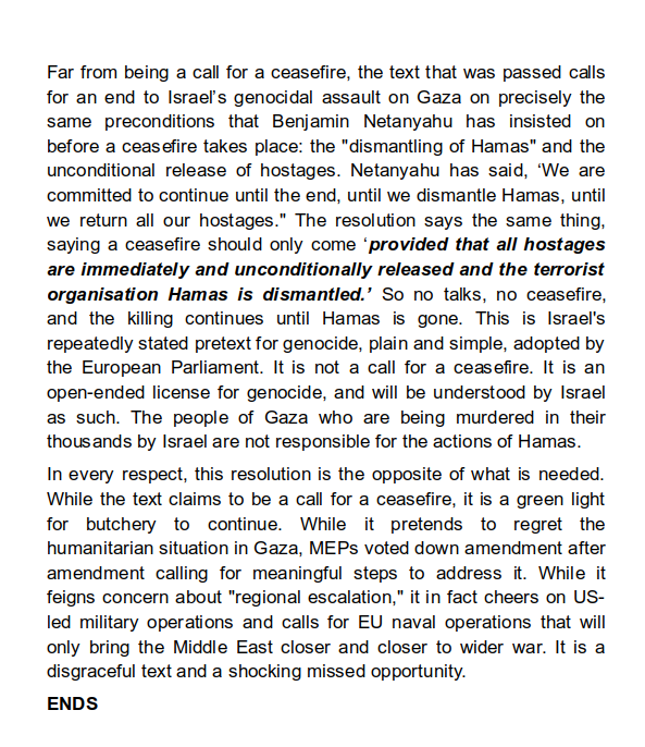 ClareDalyIRL's tweet image. The resolution passed by the European Parliament  today on #Gaza is not a &quot;call for a permanent ceasefire.&quot; It is an open-ended  license for genocide.

Read our press statement on how @EPPGroup and @FineGael have given Israel a green light to keep going:

claredaly.ie/press-release-…