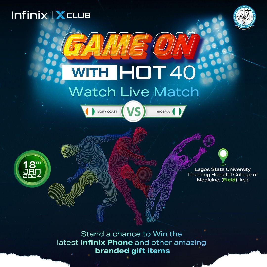 Live today at Lagos state university college of Medicine (LASUCOM) for Game on with Infinix Hot 40
#explorewithinfinixclub
#InfinixFootballFrenzy 
#infinixHot40