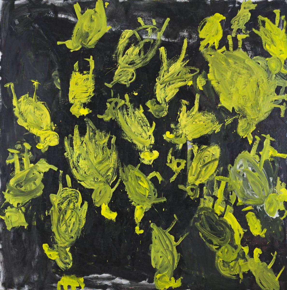 #HappyBirthday Georg Baselitz! With a career spanning over six decades, Baselitz (b. 1938, Germany) first came to prominence in post-war Germany as a painter. 'Where is the Yellow Milk Jug, Mrs Bird?' belong to a series of works the artist made in 1989.