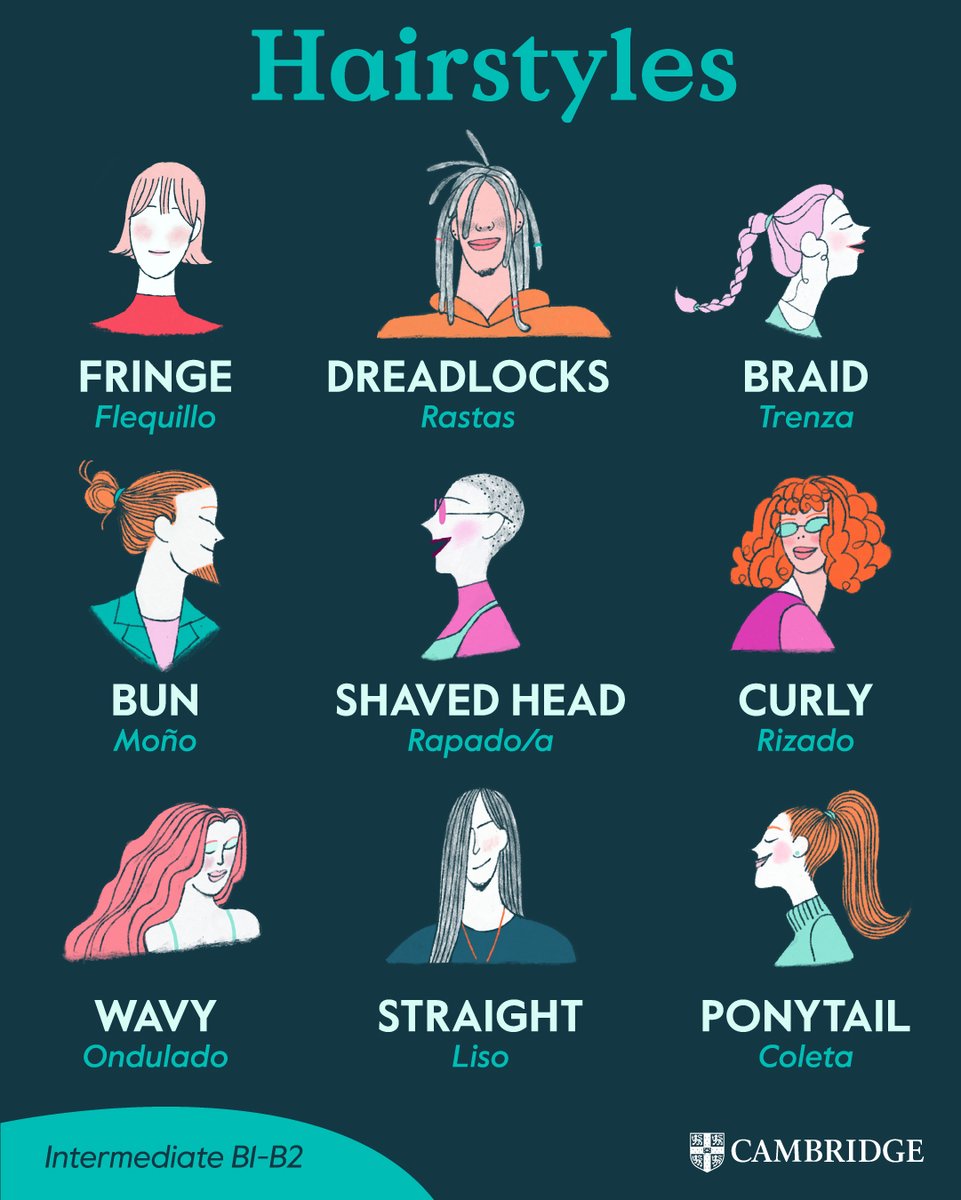 Para algunas personas el cabello es una de las señas de su identidad. 💇‍♀️ ¿Sabrías describir los diferentes tipos de peinados en inglés?

Y tú, ¿cómo llevas el pelo?

#Vocabulary #hairstyles #englishlessons #englishvocabulary #EnglishvocabularyCambridge #imagencambridgespain