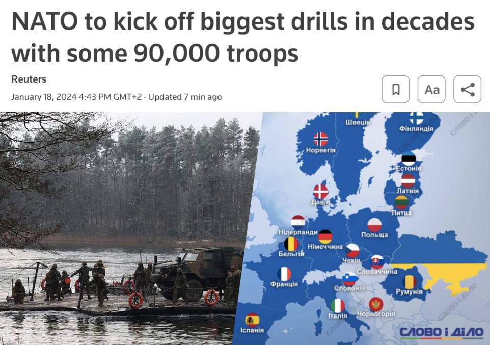 ❗️Largest since Cold War: NATO announces exercise involving 90,000 troops, Reuters

It starts next week.